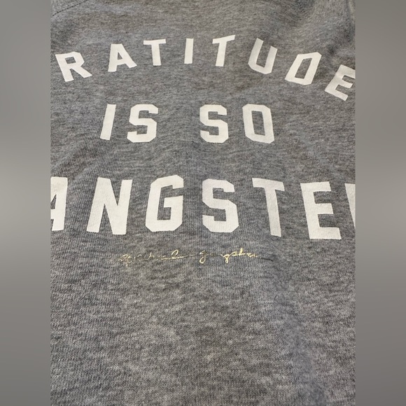 Gratitude is Gangster Spiritual Ganger grey cozy sweater small - Picture 4 of 7
